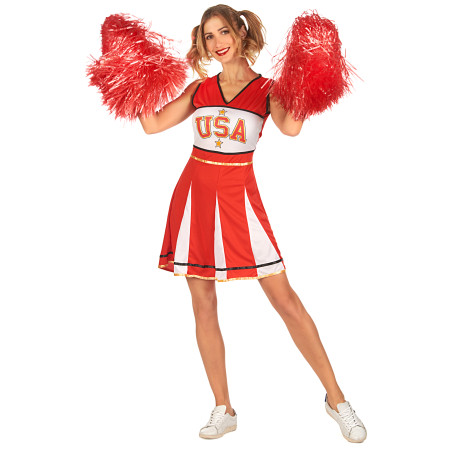 Déguisement pompom girl USA rouge femme