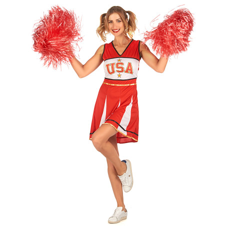 Déguisement pompom girl USA rouge femme