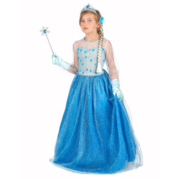 Déguisement et accessoires de princesse des glaces bleue fille