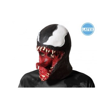 Masque latex symbiote noir et blanc adulte