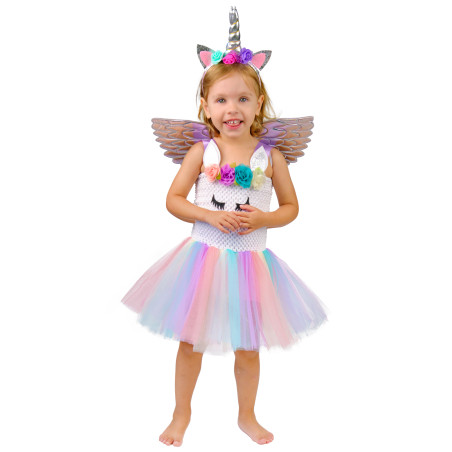 Déguisement licorne fleurie pastel fille