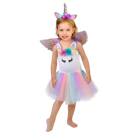 Déguisement licorne fleurie pastel fille