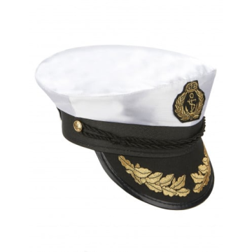 Chapeau de capitaine marin blanc adulte