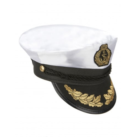 Chapeau de capitaine marin blanc adulte