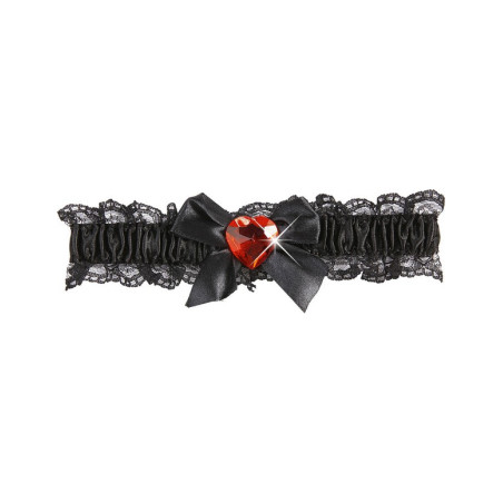 Jarretière sexy dentelle noire coeur rouge femme