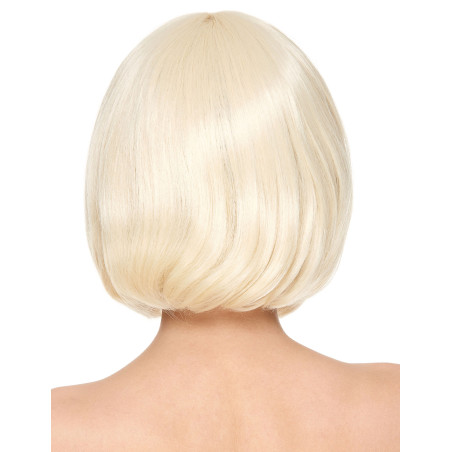 Perruque luxe blonde carré court avec frange femme