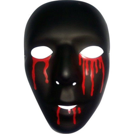 Masque noir avec larmes de sang homme Halloween