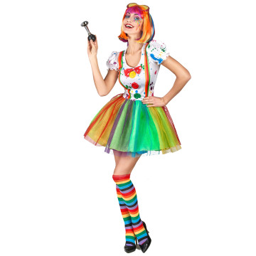 Déguisement clown peinture multicolore femme