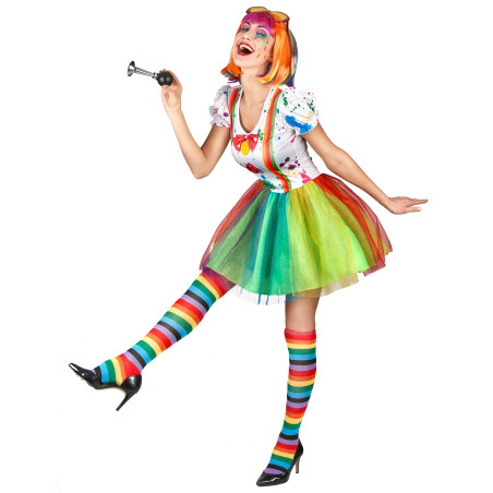 Déguisement clown peinture multicolore femme