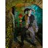 Déguisement clown Arlequin d’Halloween homme noir