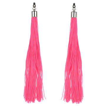 Boucles d'oreilles franges rose fluo adulte