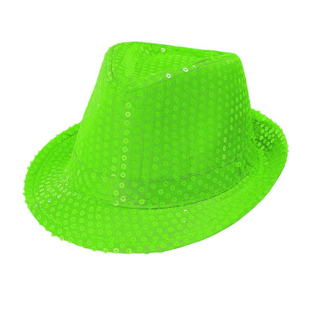 Chapeau sequins vert fluo