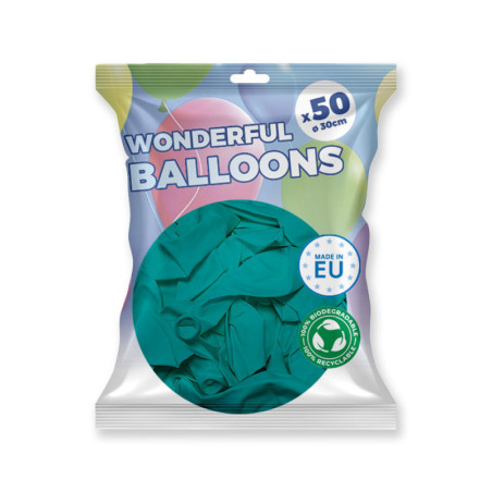 Pack 50 ballons turquoise