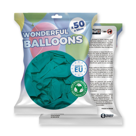 Pack 50 ballons turquoise