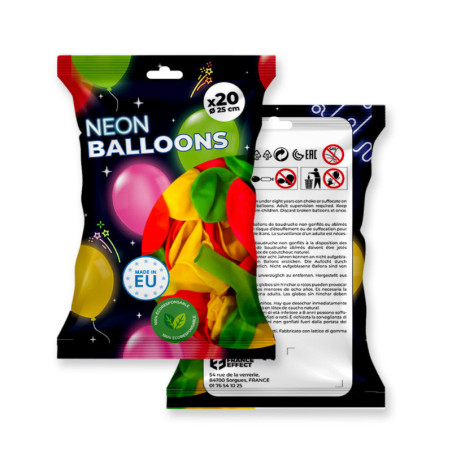 pack 20 ballons fluo