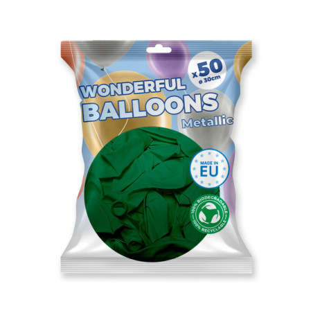 Pack 50 ballons vert menthe métal