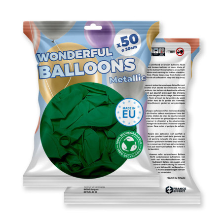 Pack 50 ballons vert menthe métal