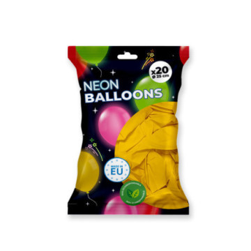 pack 20 ballons jaune fluo