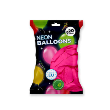 Pack 20 ballons rose fluo