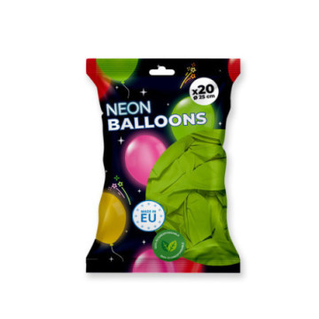 Pack 20 ballons vert fluo
