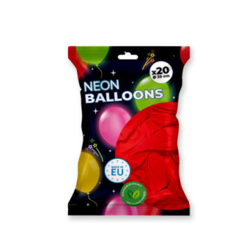 Pack 20 ballons rouge fluo