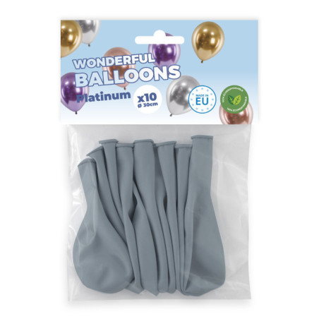 Pack 10 ballons argent chromé