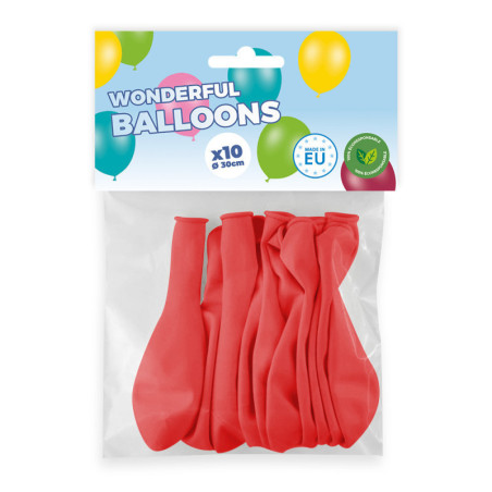 Pack 10 ballons rouge biodégradable