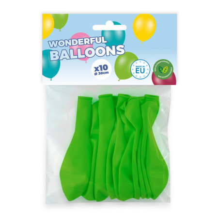 Pack 10 ballons vert pistache biodégradable