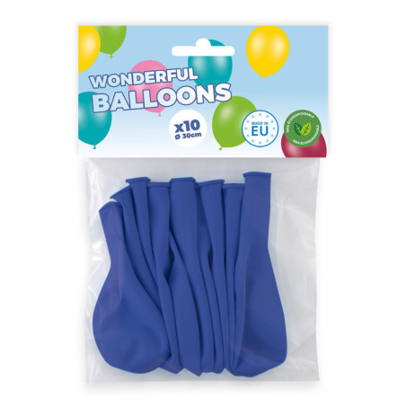 Pack 10 ballons bleu foncé biodégradable