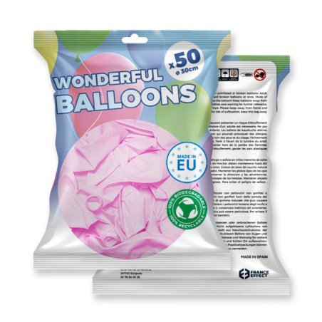 Pack 50 ballons rose pastel