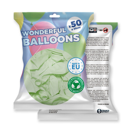 Pack 50 ballons vert pastel