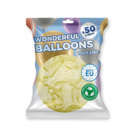 Pack 50 ballons ivoire métal