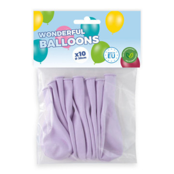 Pack de 10 ballons violet pastel biodégradable