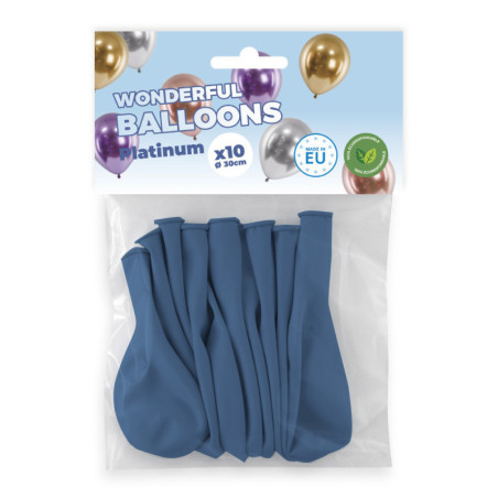 Pack 10 ballons bleu foncé chromé