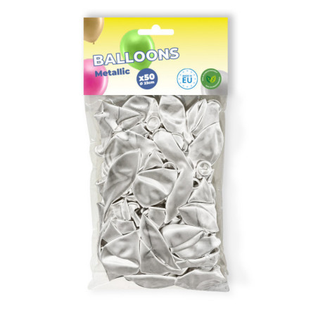 Pack de 50 ballons argent métal