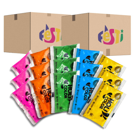 Lot de 1000 Sachets de poudre HOLI colorée 75g - Multicolore