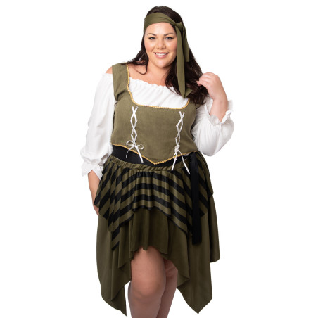 Déguisement pirate flibustière vert grande taille femme