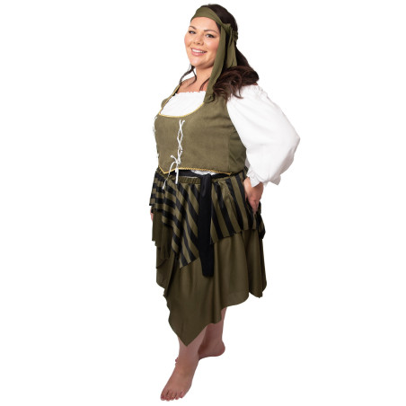 Déguisement pirate flibustière vert grande taille femme