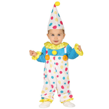 Déguisement combinaison clown à pois pastel bébé