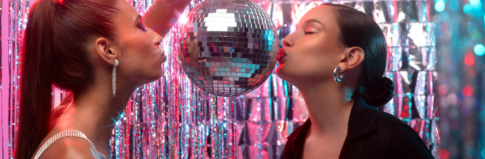 Déguisement disco violet argent femme luxe : Déguisement disco