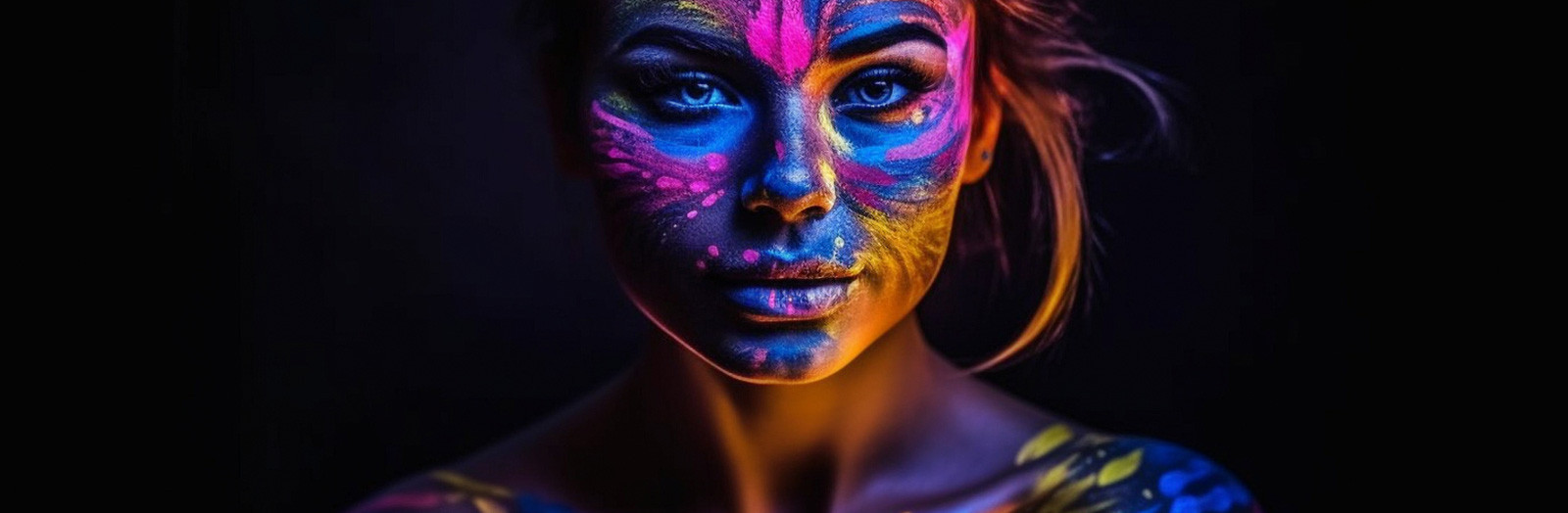 Maquillage Fluorescent Coloré Sur Le Visage De L'homme